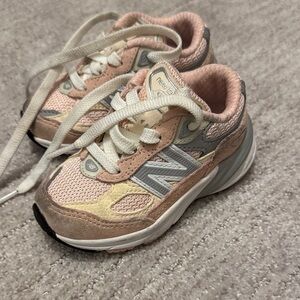 New Balance Kids' Pink and Cream Sneakers